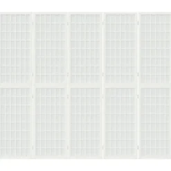 vidaXL Divisores De Ambientes-Biombo plegable con 5 paneles estilo japonés blanco 200x170 cm