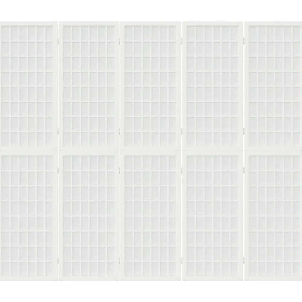 vidaXL Divisores De Ambientes-Biombo plegable con 5 paneles estilo japonés blanco 200x170 cm