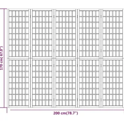 vidaXL Divisores De Ambientes-Biombo plegable con 5 paneles estilo japonés blanco 200x170 cm