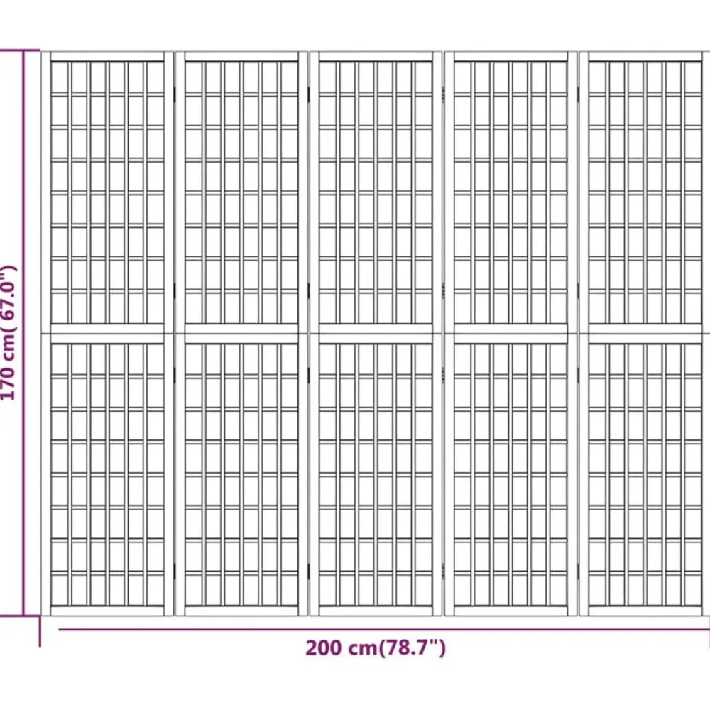 vidaXL Divisores De Ambientes-Biombo plegable con 5 paneles estilo japonés blanco 200x170 cm