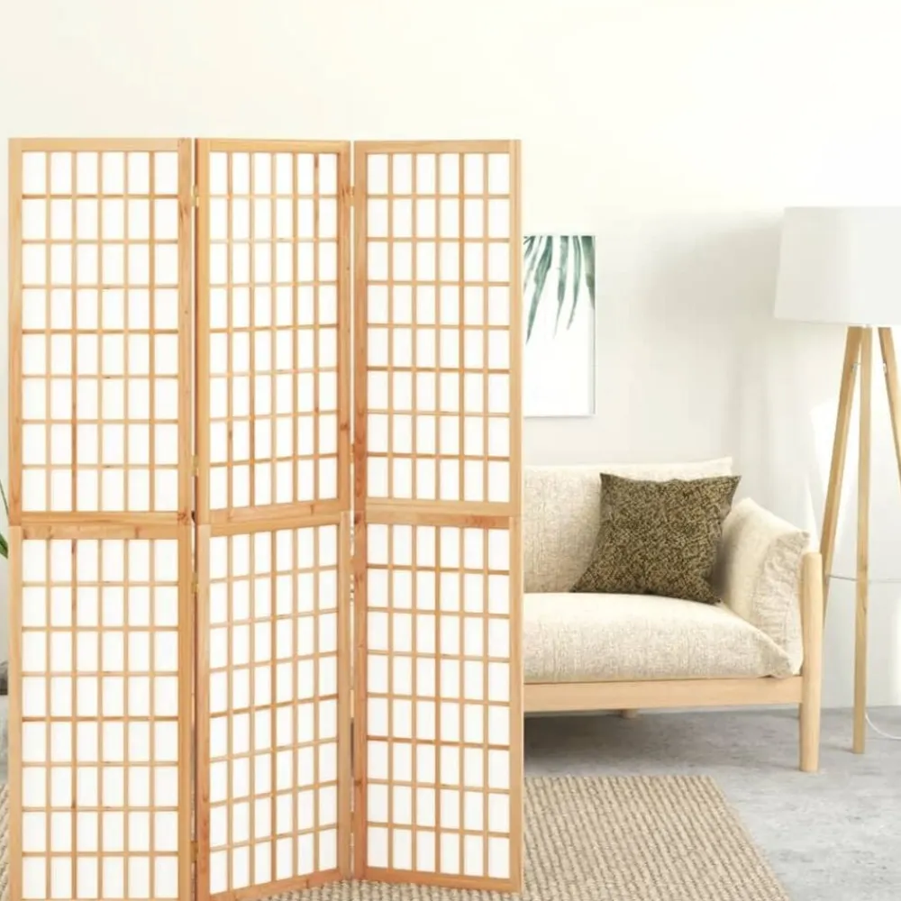 vidaXL Divisores De Ambientes-Biombo plegable con 3 paneles estilo japonés 120x170 cm