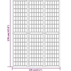 vidaXL Divisores De Ambientes-Biombo plegable con 3 paneles estilo japonés 120x170 cm