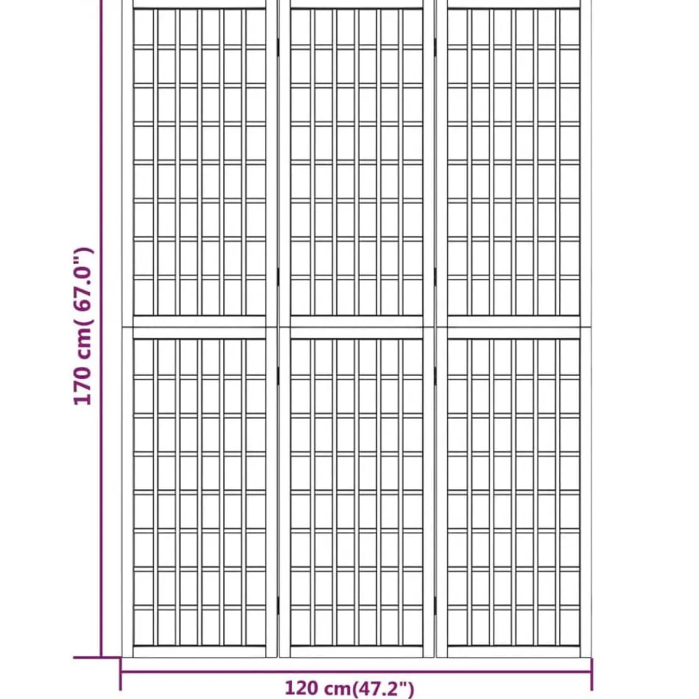 vidaXL Divisores De Ambientes-Biombo plegable con 3 paneles estilo japonés 120x170 cm