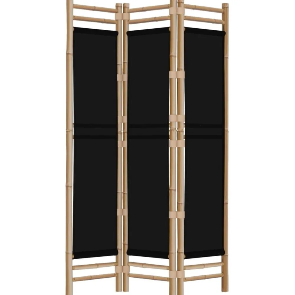 vidaXL Divisores De Ambientes-Biombo plegable de 3 paneles bambú y lona 120 cm