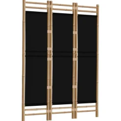 vidaXL Divisores De Ambientes-Biombo plegable de 3 paneles bambú y lona 120 cm