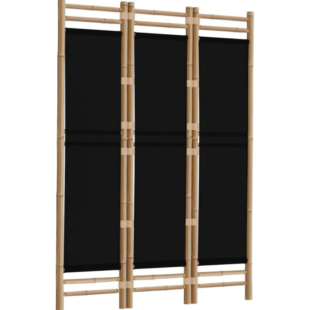 vidaXL Divisores De Ambientes-Biombo plegable de 3 paneles bambú y lona 120 cm