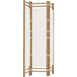 vidaXL Divisores De Ambientes-Biombo plegable de 3 paneles bambú y lona 120 cm