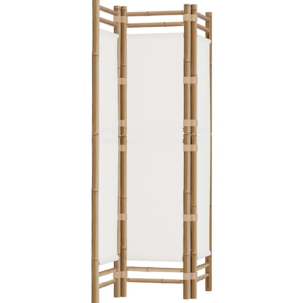 vidaXL Divisores De Ambientes-Biombo plegable de 3 paneles bambú y lona 120 cm