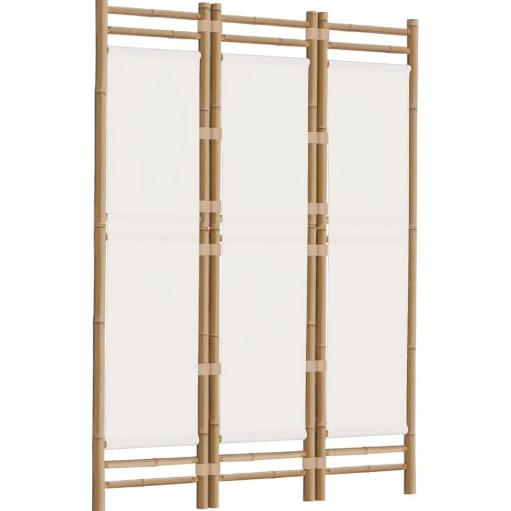 vidaXL Divisores De Ambientes-Biombo plegable de 3 paneles bambú y lona 120 cm