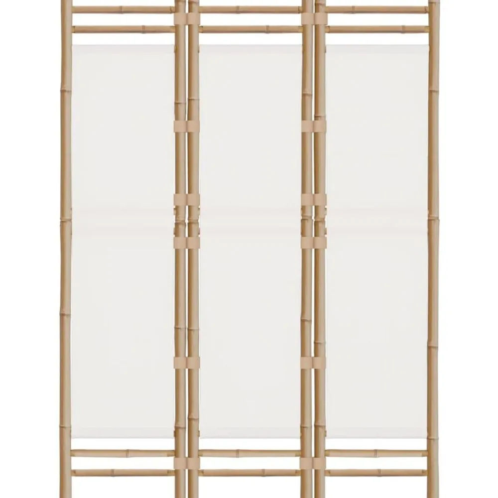 vidaXL Divisores De Ambientes-Biombo plegable de 3 paneles bambú y lona 120 cm