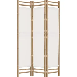 vidaXL Divisores De Ambientes-Biombo plegable de 3 paneles bambú y lona 120 cm