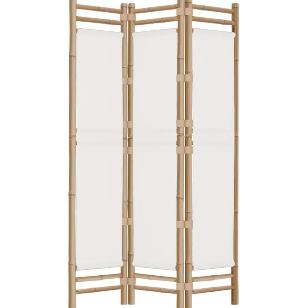 vidaXL Divisores De Ambientes-Biombo plegable de 3 paneles bambú y lona 120 cm