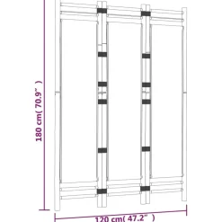 vidaXL Divisores De Ambientes-Biombo plegable de 3 paneles bambú y lona 120 cm