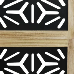 vidaXL Biombo separador 3 paneles madera maciza Paulownia marrón negro Online