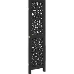 vidaXL Biombo separador de 3 paneles madera maciza Paulownia negro Discount