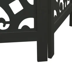 vidaXL Biombo separador de 3 paneles madera maciza Paulownia negro Discount