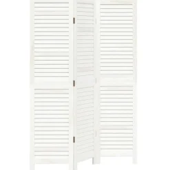vidaXL Biombo separador de 3 paneles madera maciza Paulownia blanco Best