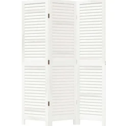 vidaXL Biombo separador de 3 paneles madera maciza Paulownia blanco Best