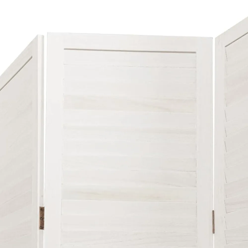 vidaXL Biombo separador de 3 paneles madera maciza Paulownia blanco Best