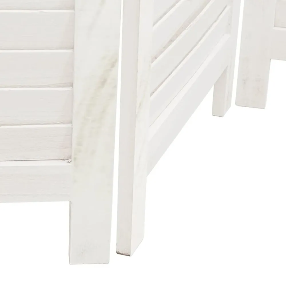 vidaXL Biombo separador de 3 paneles madera maciza Paulownia blanco Best