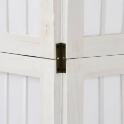 vidaXL Divisores De Ambientes-Biombo separador de 3 paneles madera maciza Paulownia blanco