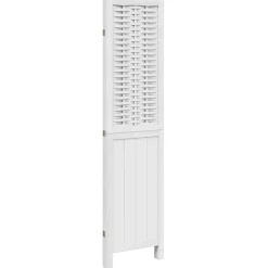 vidaXL Divisores De Ambientes-Biombo separador de 3 paneles madera maciza Paulownia blanco