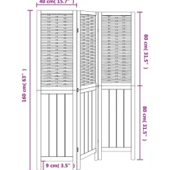 vidaXL Divisores De Ambientes-Biombo separador de 3 paneles madera maciza Paulownia blanco
