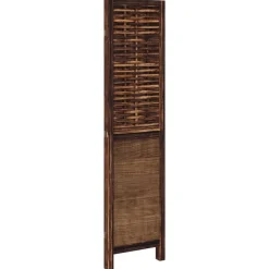 vidaXL Divisores De Ambientes-Biombo separador de 3 paneles madera paulownia marrón oscuro