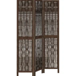 vidaXL Biombo separador de 3 paneles madera paulownia marrón oscuro Best