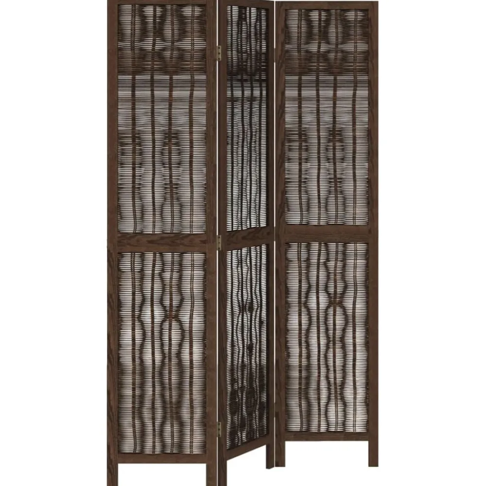 vidaXL Biombo separador de 3 paneles madera paulownia marrón oscuro Best