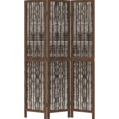 vidaXL Biombo separador de 3 paneles madera paulownia marrón oscuro Best