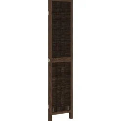 vidaXL Biombo separador de 3 paneles madera paulownia marrón oscuro Best