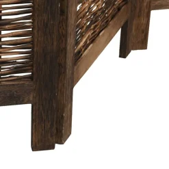vidaXL Biombo separador de 3 paneles madera paulownia marrón oscuro Best