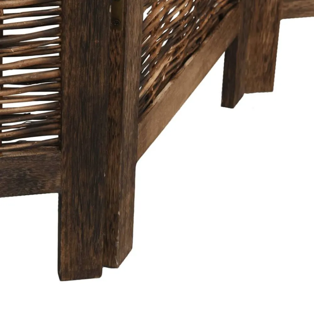 vidaXL Biombo separador de 3 paneles madera paulownia marrón oscuro Best