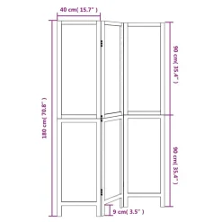 vidaXL Biombo separador de 3 paneles madera paulownia marrón oscuro Best