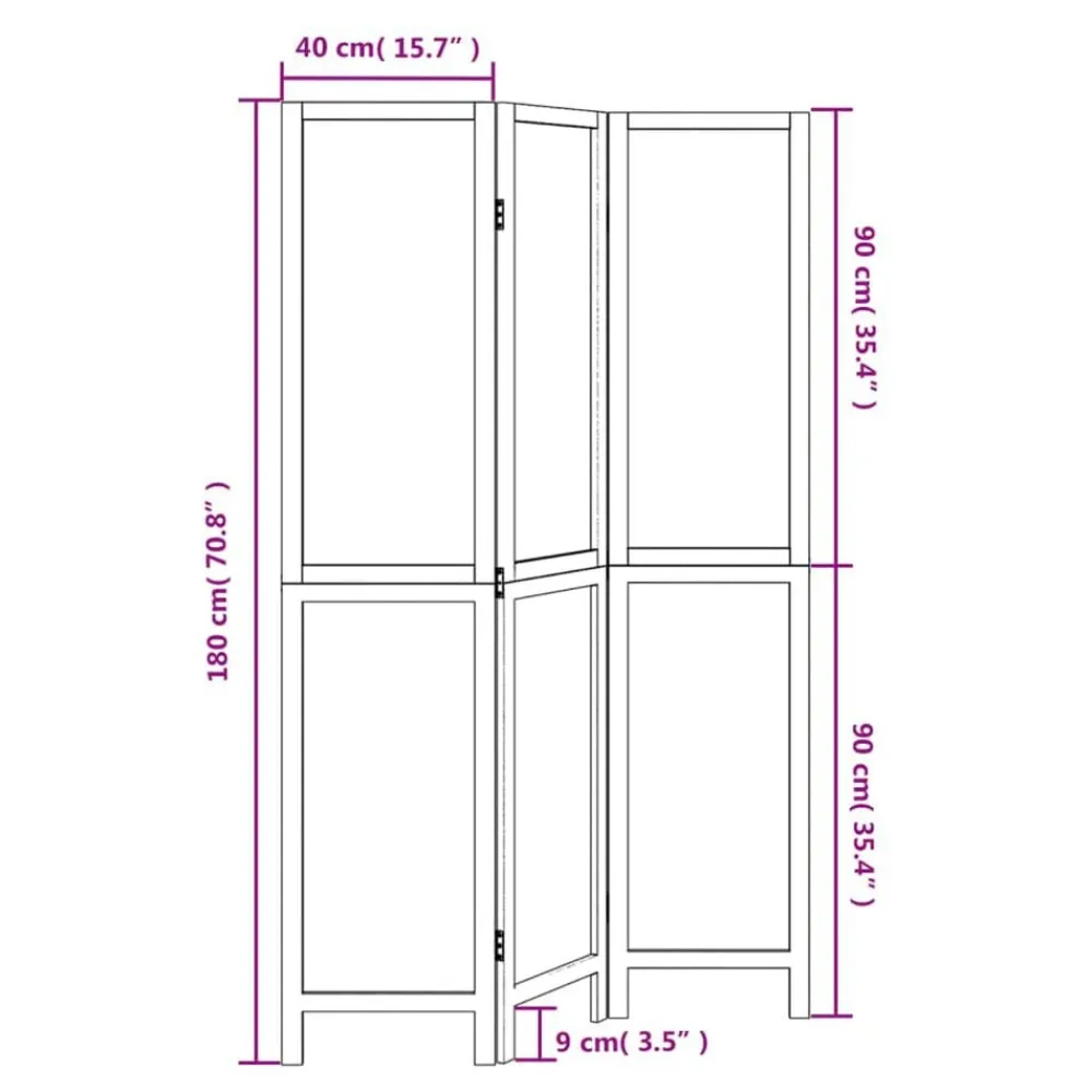 vidaXL Biombo separador de 3 paneles madera paulownia marrón oscuro Best