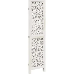 vidaXL Divisores De Ambientes-Biombo separador de 3 paneles madera maciza Paulownia blanco