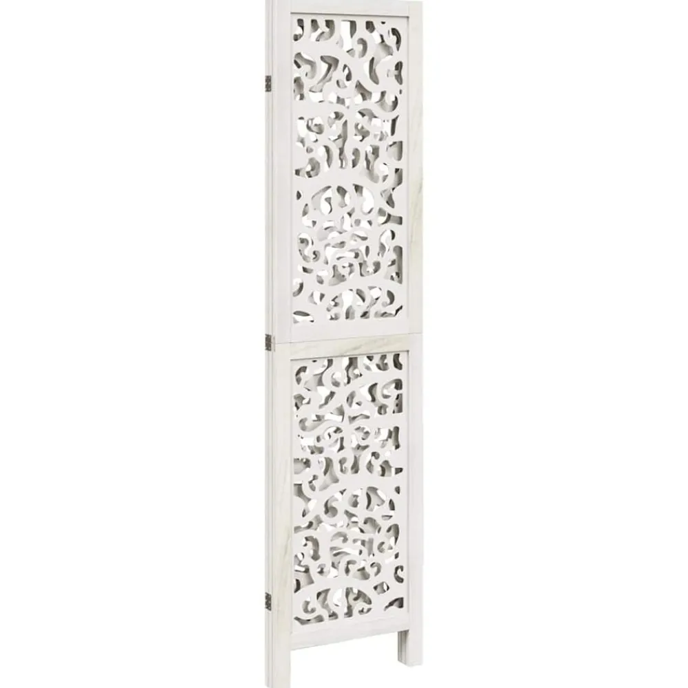 vidaXL Divisores De Ambientes-Biombo separador de 3 paneles madera maciza Paulownia blanco