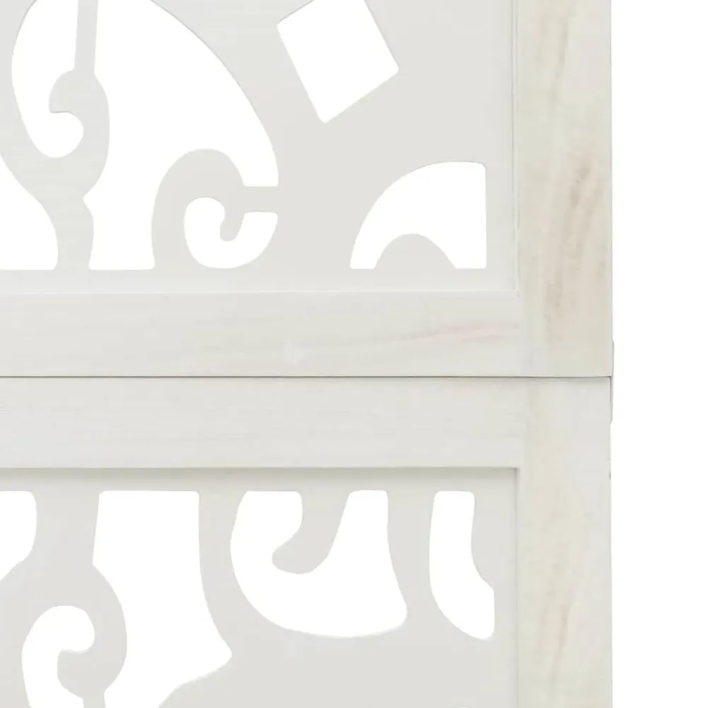 vidaXL Divisores De Ambientes-Biombo separador de 3 paneles madera maciza Paulownia blanco