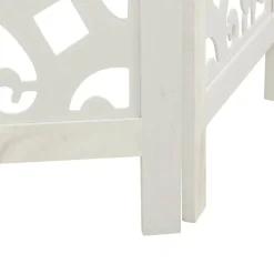 vidaXL Divisores De Ambientes-Biombo separador de 3 paneles madera maciza Paulownia blanco
