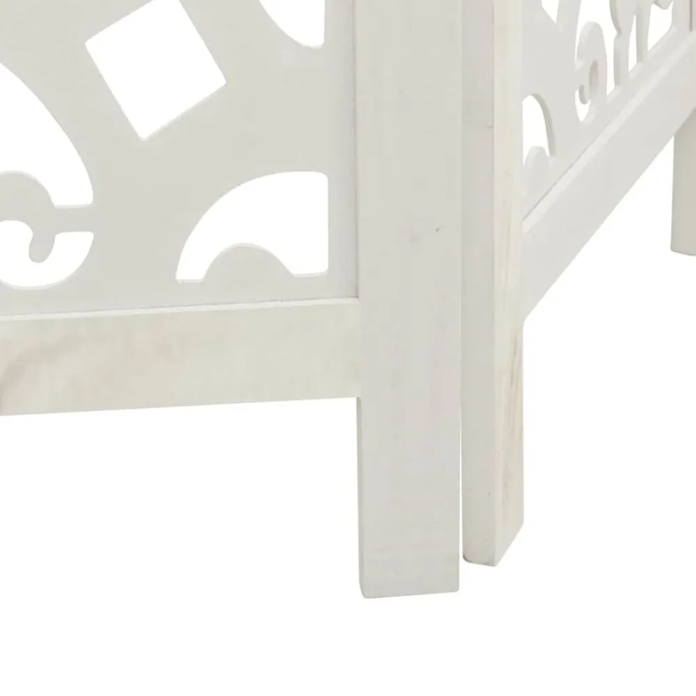 vidaXL Divisores De Ambientes-Biombo separador de 3 paneles madera maciza Paulownia blanco