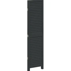 vidaXL Divisores De Ambientes-Biombo separador de 3 paneles madera maciza Paulownia negro
