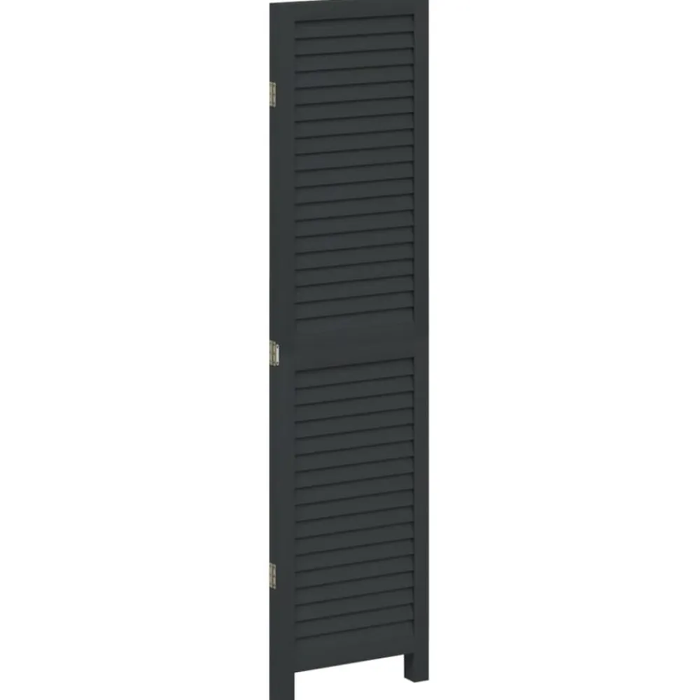 vidaXL Divisores De Ambientes-Biombo separador de 3 paneles madera maciza Paulownia negro