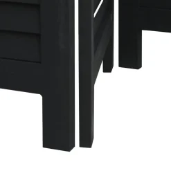 vidaXL Divisores De Ambientes-Biombo separador de 3 paneles madera maciza Paulownia negro