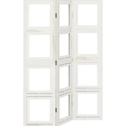 vidaXL Divisores De Ambientes-Biombo separador de 3 paneles madera maciza Paulownia blanco