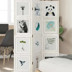 vidaXL Divisores De Ambientes-Biombo separador de 3 paneles madera maciza Paulownia blanco