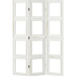 vidaXL Divisores De Ambientes-Biombo separador de 3 paneles madera maciza Paulownia blanco