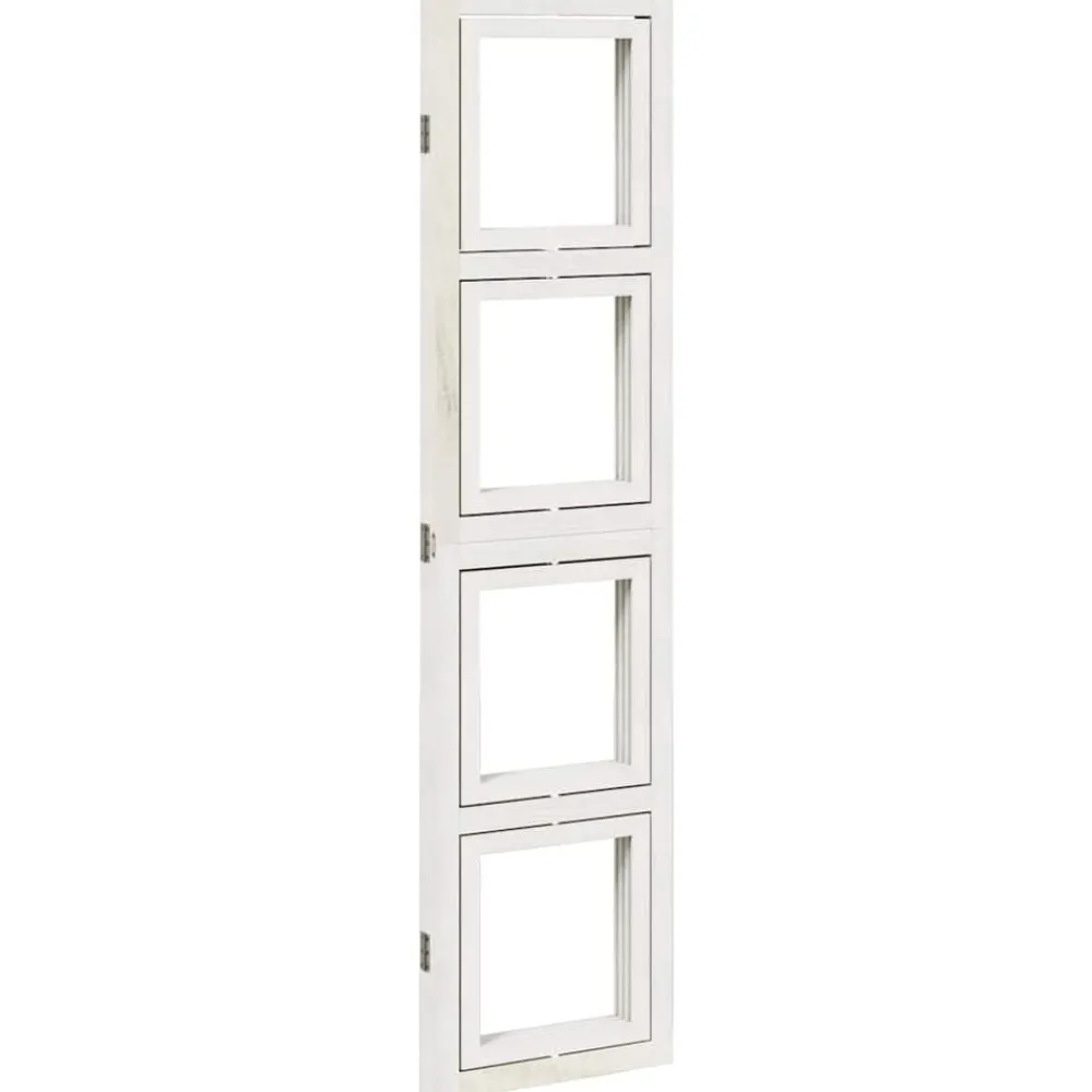 vidaXL Divisores De Ambientes-Biombo separador de 3 paneles madera maciza Paulownia blanco