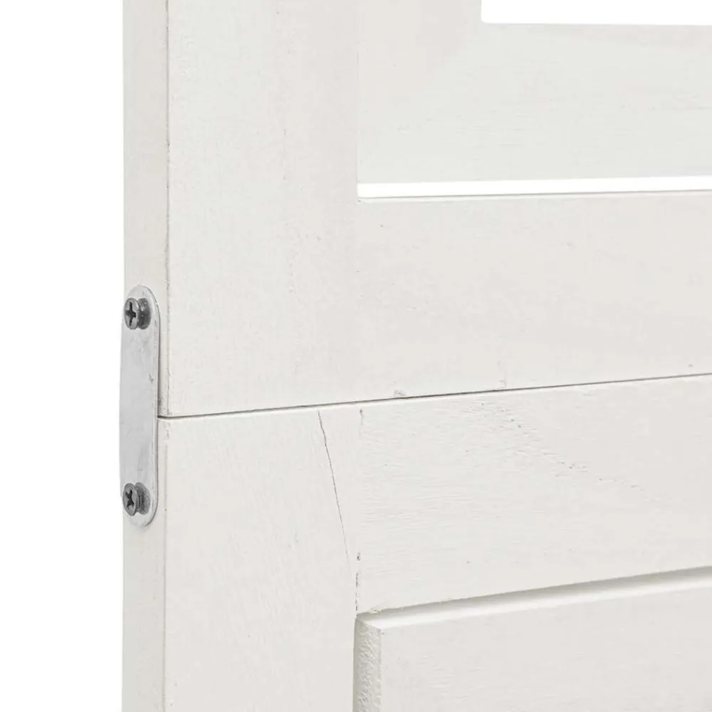 vidaXL Divisores De Ambientes-Biombo separador de 3 paneles madera maciza Paulownia blanco