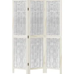 vidaXL Divisores De Ambientes-Biombo separador de 3 paneles madera maciza Paulownia blanco